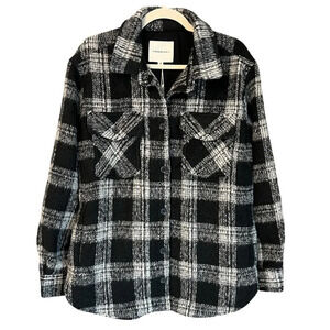 Thread & Supply Cozy Shirt Jacket Black Ivory Plaid Medium NWT Fall Contemporary